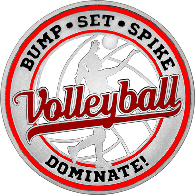 Maroon "Volleyball" with Red Outer Circular Borders